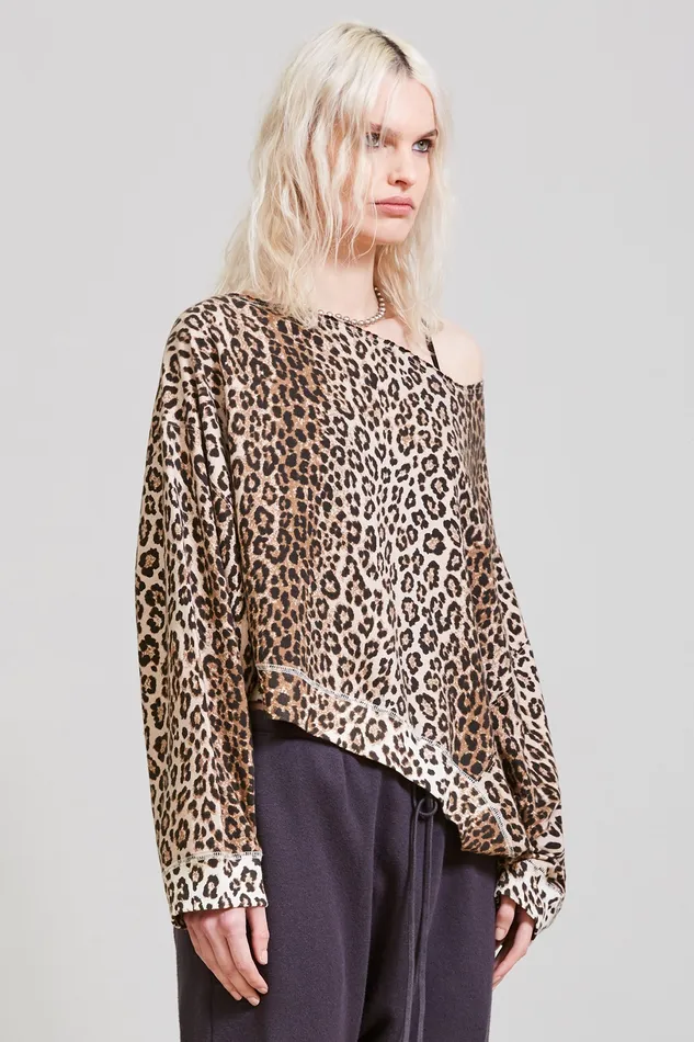 Women Sweatshirts R13 Off Shoulder Patti Sweatshirt 8211 Leopard