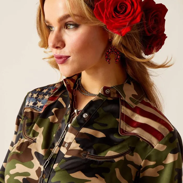 Women TShirts and Tops Ariat Camo Pride Rodeo Quincy Shirt Wild West Usa Women TShirts and Tops Ariat Camo Pride Rodeo Quincy Shirt Wild West Usa
