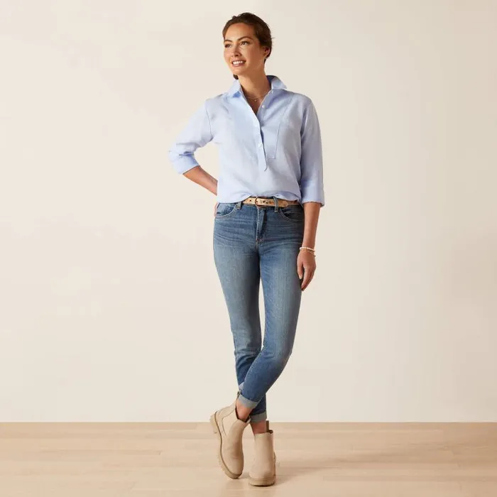 Women TShirts and Tops Ariat Cazadero Blouse Chambray Blue Women TShirts and Tops Ariat Cazadero Blouse Chambray Blue