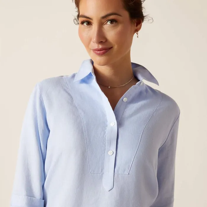 Women TShirts and Tops Ariat Cazadero Blouse Chambray Blue Women TShirts and Tops Ariat Cazadero Blouse Chambray Blue