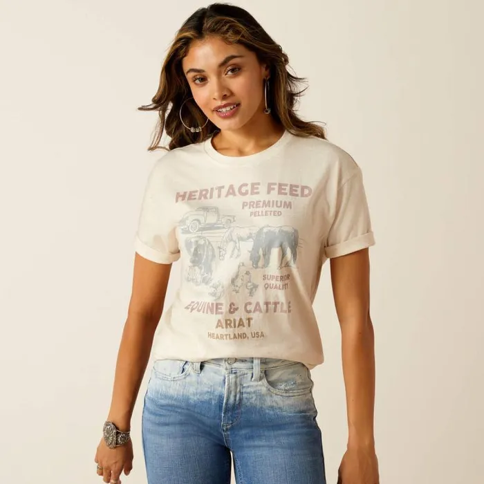 Women TShirts and Tops Ariat Feed TShirt Oatmeal Heather