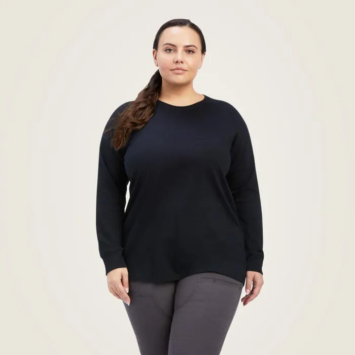 Women TShirts and Tops Ariat Rebar Cotton Strong Logo Graphic Black Rosewood