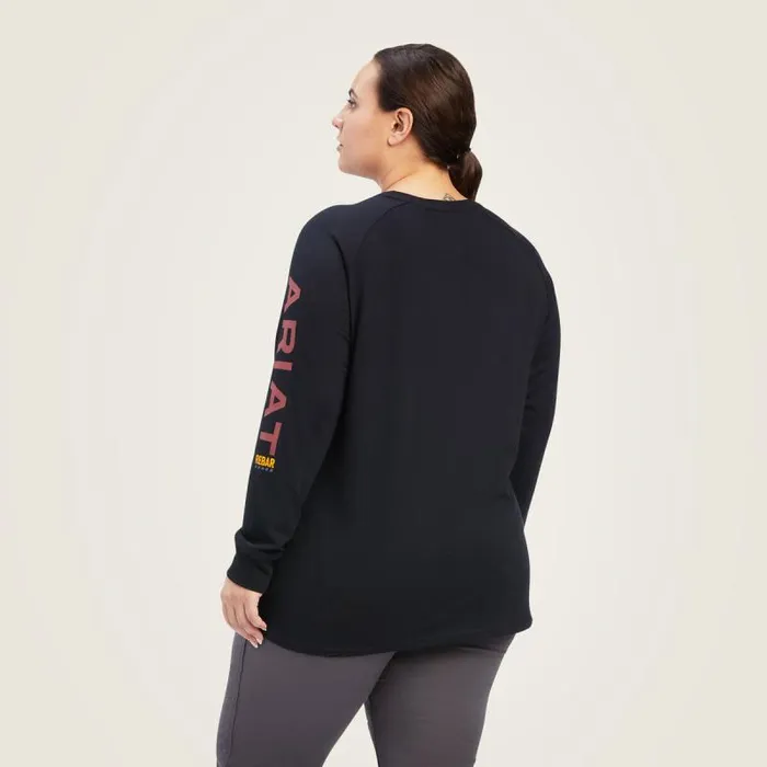 Women TShirts and Tops Ariat Rebar Cotton Strong Logo Graphic Black Rosewood