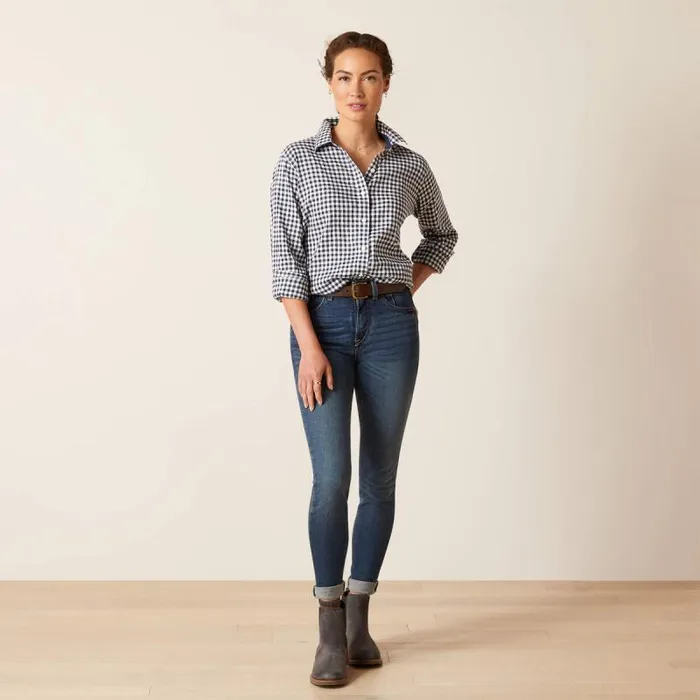 Women TShirts and Tops Ariat Tiburon Shirt Navy Check Women TShirts and Tops Ariat Tiburon Shirt Navy Check
