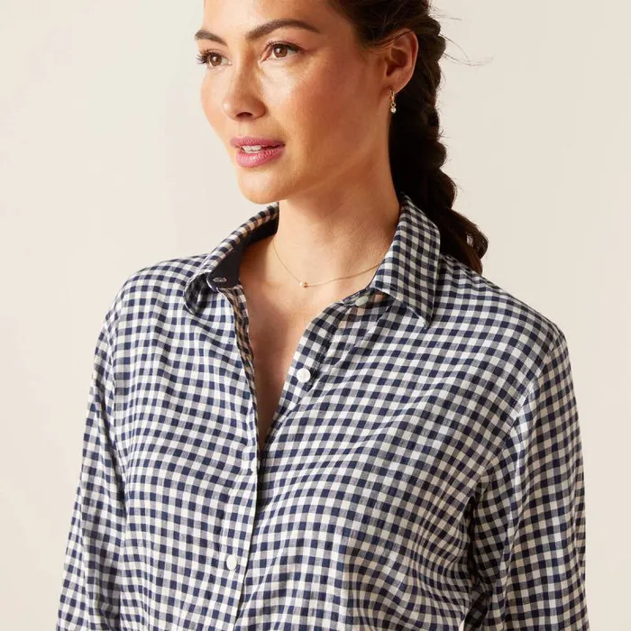 Women TShirts and Tops Ariat Tiburon Shirt Navy Check Women TShirts and Tops Ariat Tiburon Shirt Navy Check