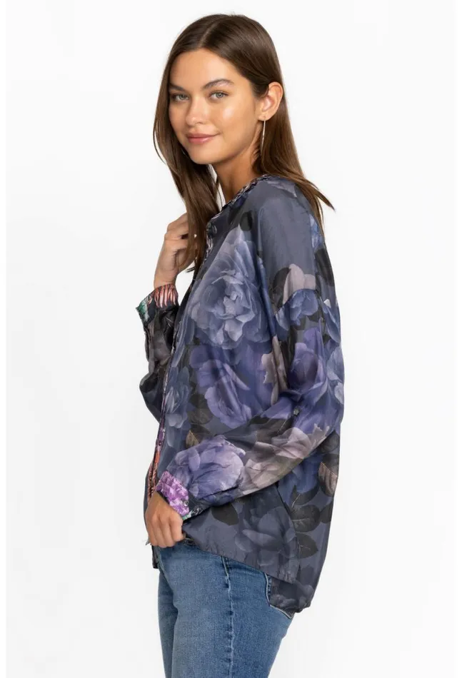 Women The Audrey Oversized Blouse 8211 Grey Peony Grey Peony Johnny Was Tops
