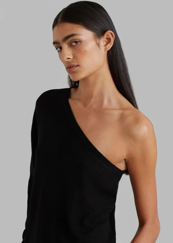 Women The Frankie Shop Bianca One Shoulder Loose Knit Top 8211 Black Black