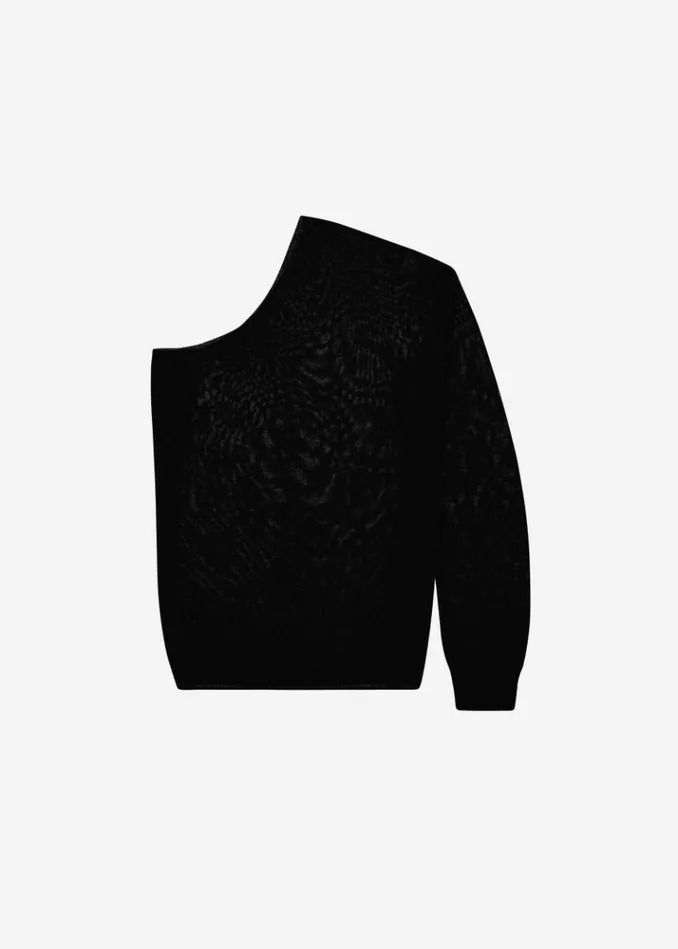 Women The Frankie Shop Bianca One Shoulder Loose Knit Top 8211 Black Black