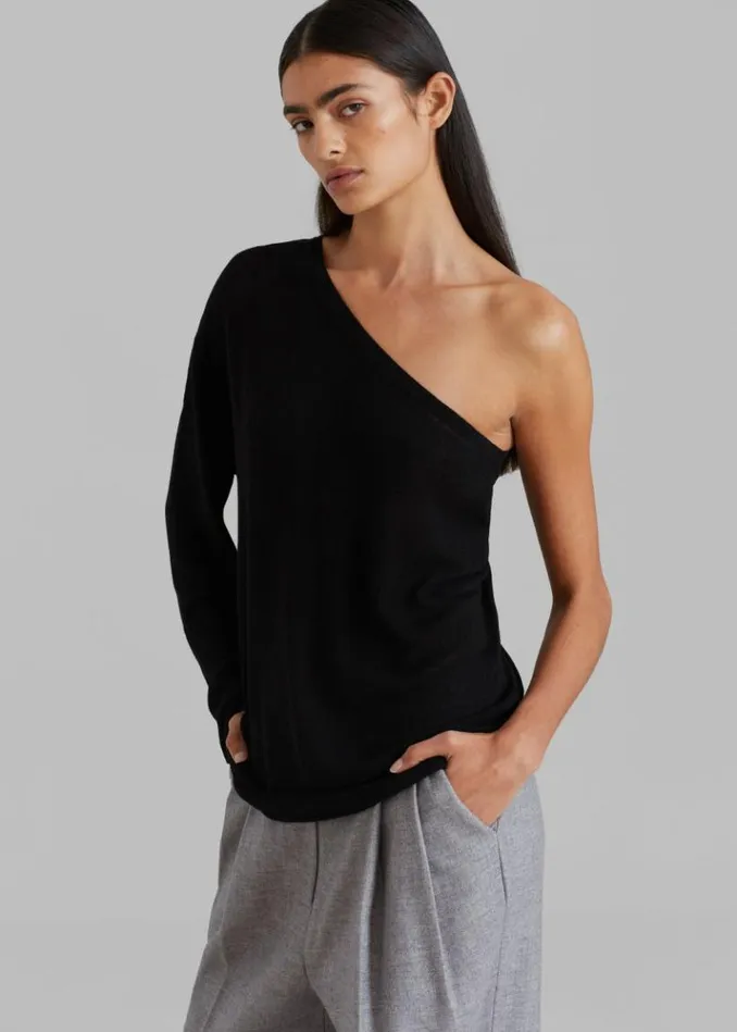 Women The Frankie Shop Bianca One Shoulder Loose Knit Top 8211 Black Black