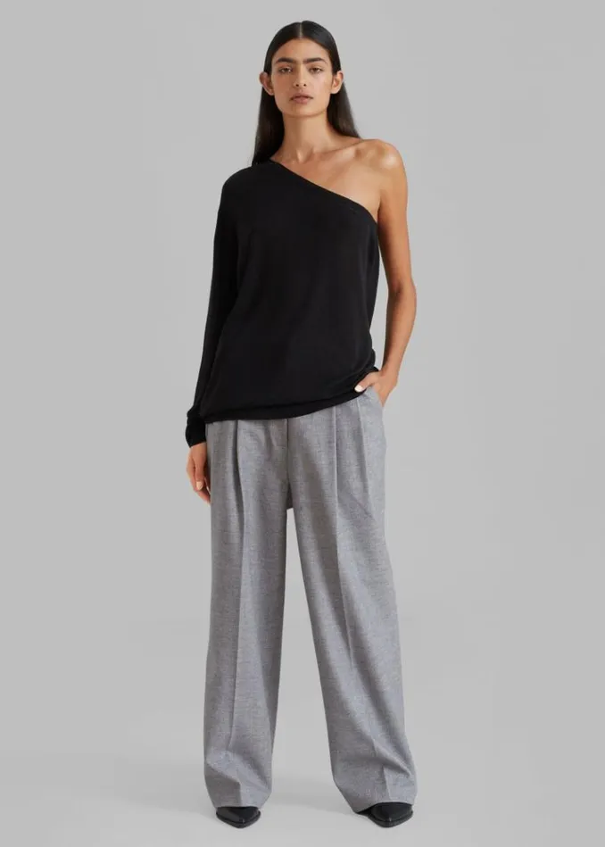 Women The Frankie Shop Bianca One Shoulder Loose Knit Top 8211 Black Black