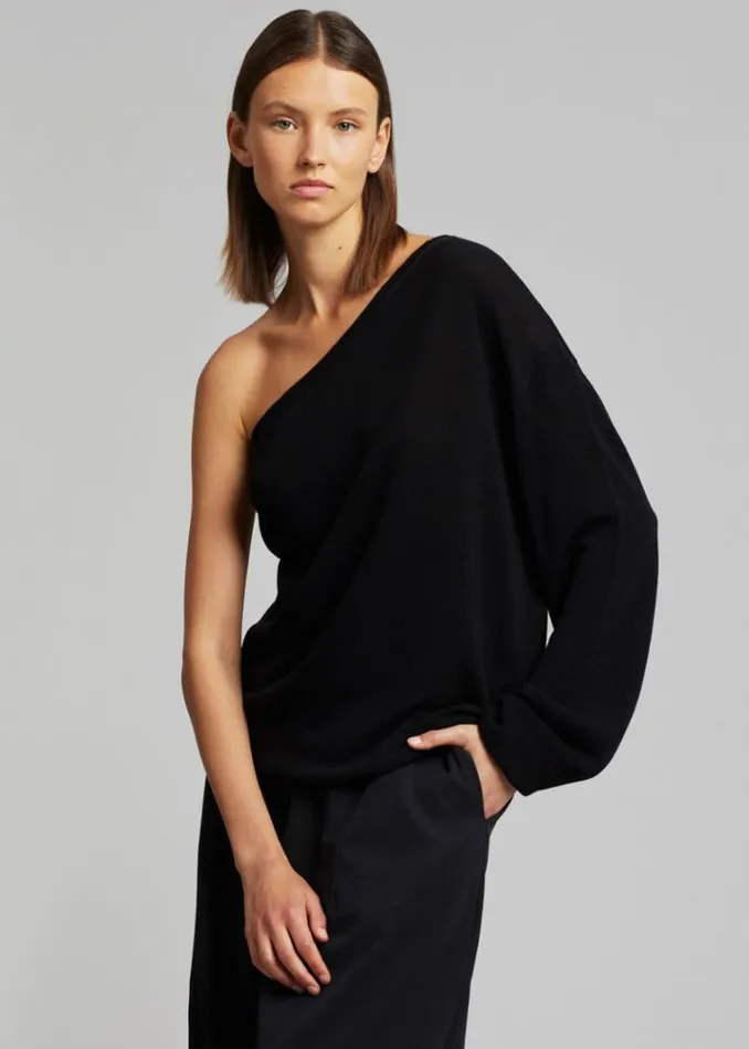 Women The Frankie Shop Bianca One Shoulder Loose Knit Top 8211 Black Black