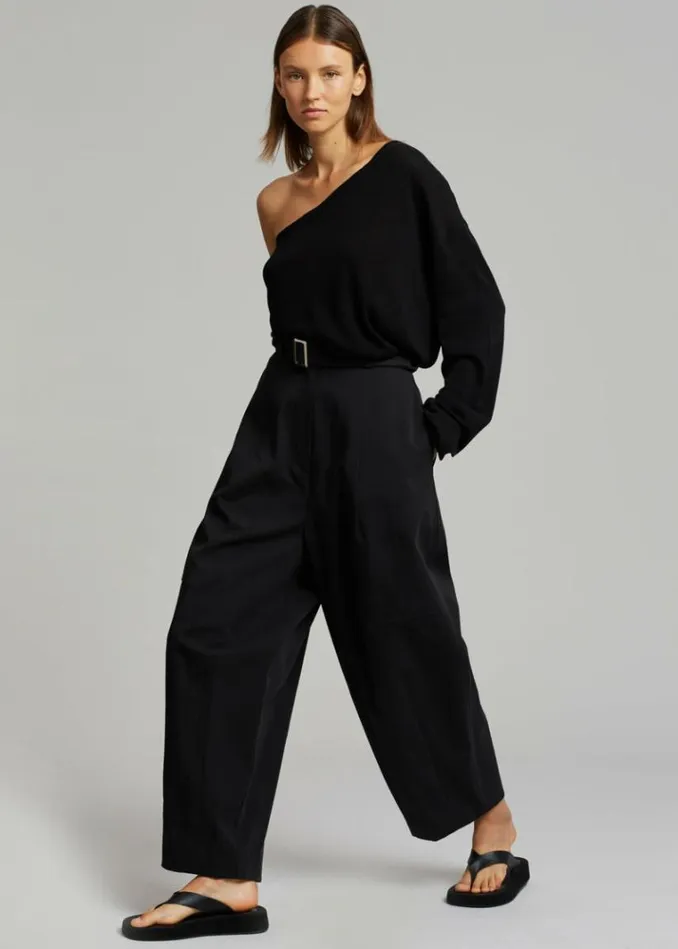Women The Frankie Shop Bianca One Shoulder Loose Knit Top 8211 Black Black