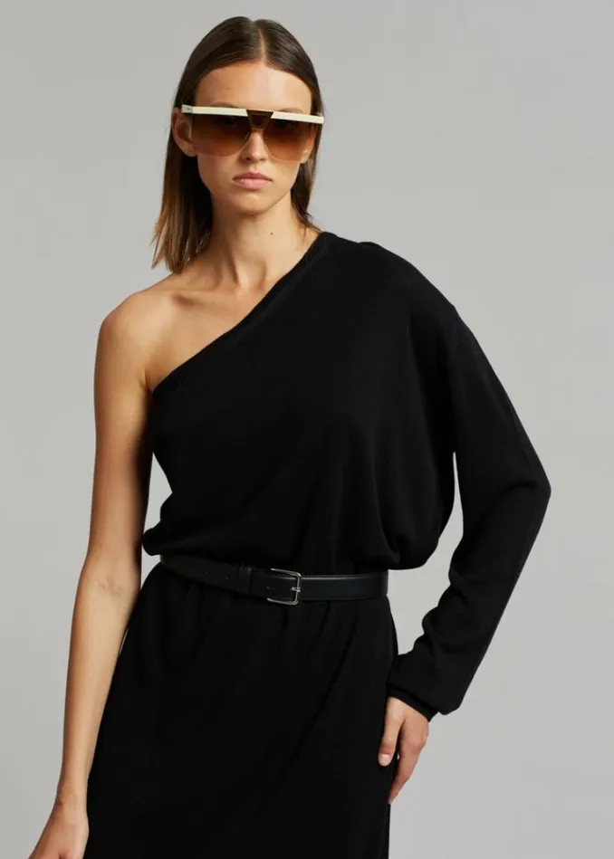 Women The Frankie Shop Bianca One Shoulder Loose Knit Top 8211 Black Black