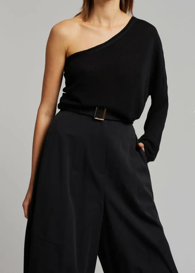 Women The Frankie Shop Bianca One Shoulder Loose Knit Top 8211 Black Black