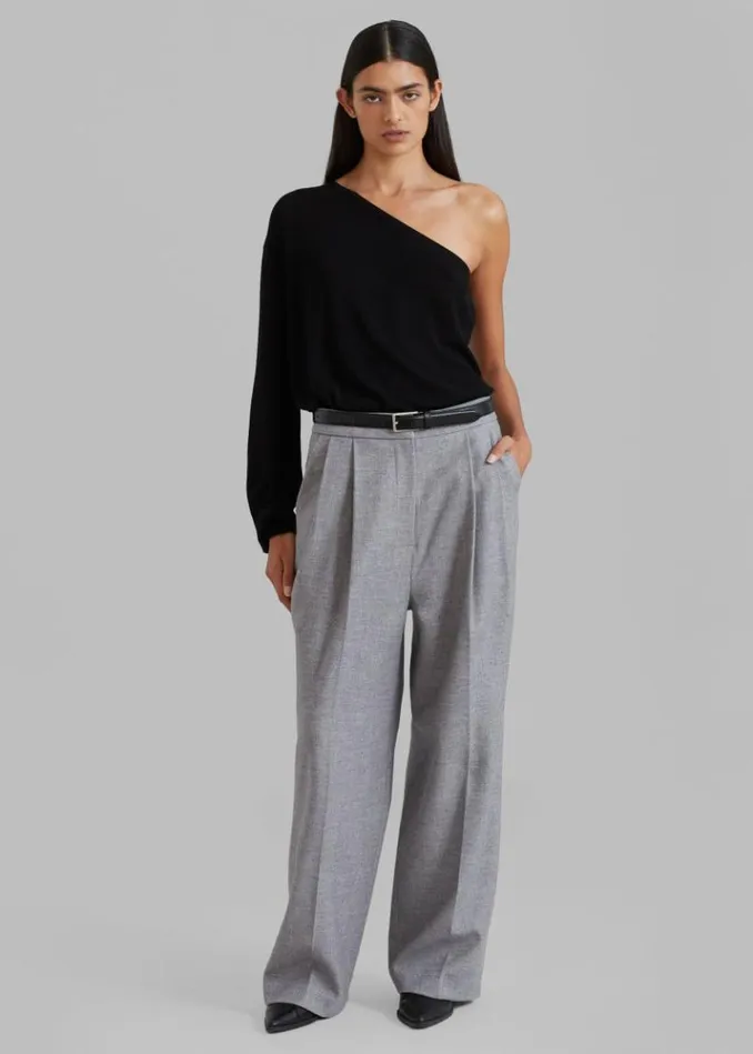 Women The Frankie Shop Bianca One Shoulder Loose Knit Top 8211 Black Black