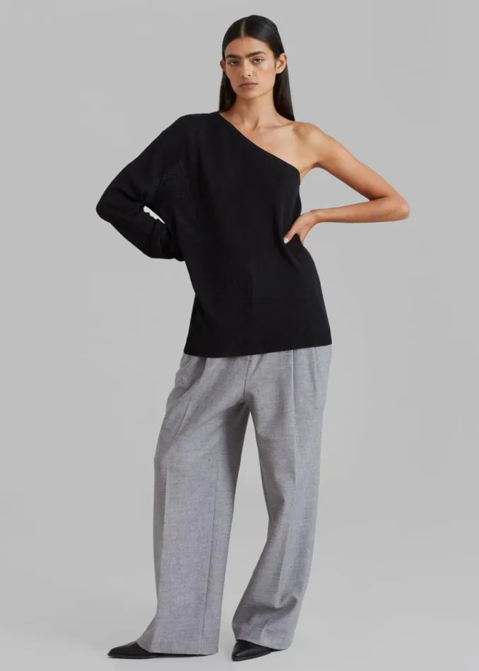 Women The Frankie Shop Bianca One Shoulder Loose Knit Top 8211 Black Black
