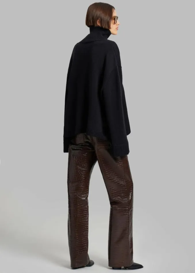 Women The Frankie Shop Bonnie CrocEffect Pants 8211 Brown Brown
