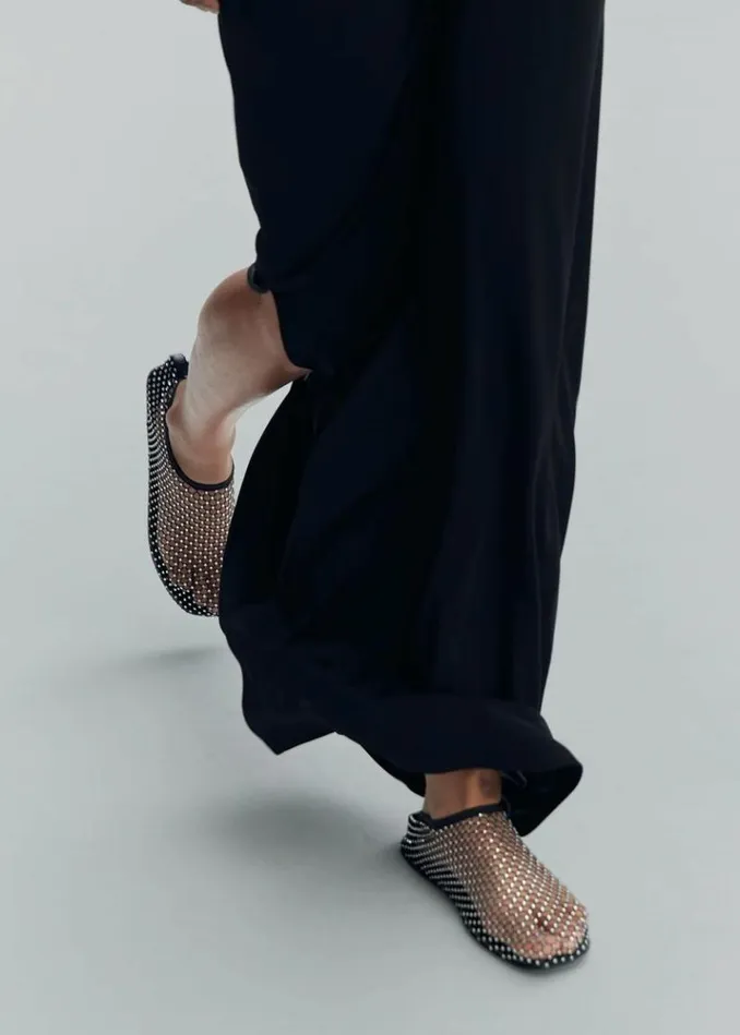 Women The Frankie Shop Christopher Esber Minette Flat 8211 BlackClear Crystal Blackclear Crystal