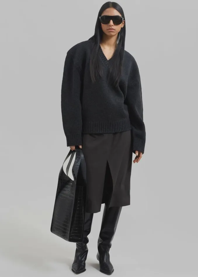Women The Frankie Shop Coperni Croco Swipe Tote Bag 8211 Black Black