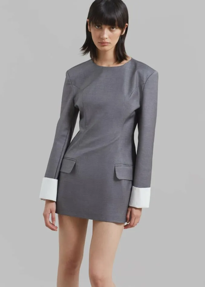 Women The Frankie Shop Eliza Padded Suit Dress 8211 Grey Grey