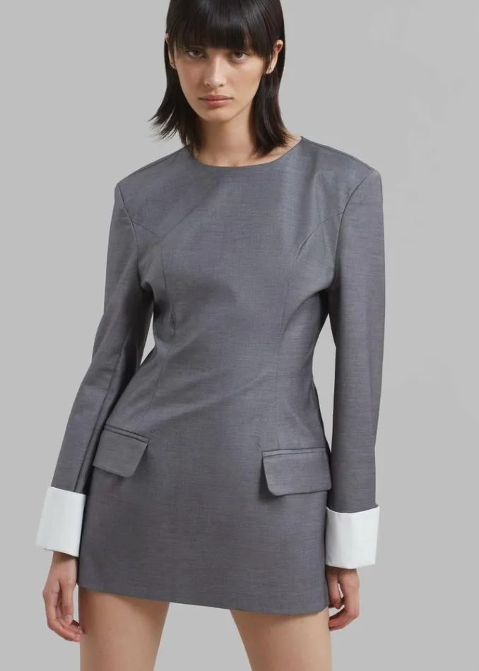 Women The Frankie Shop Eliza Padded Suit Dress 8211 Grey Grey