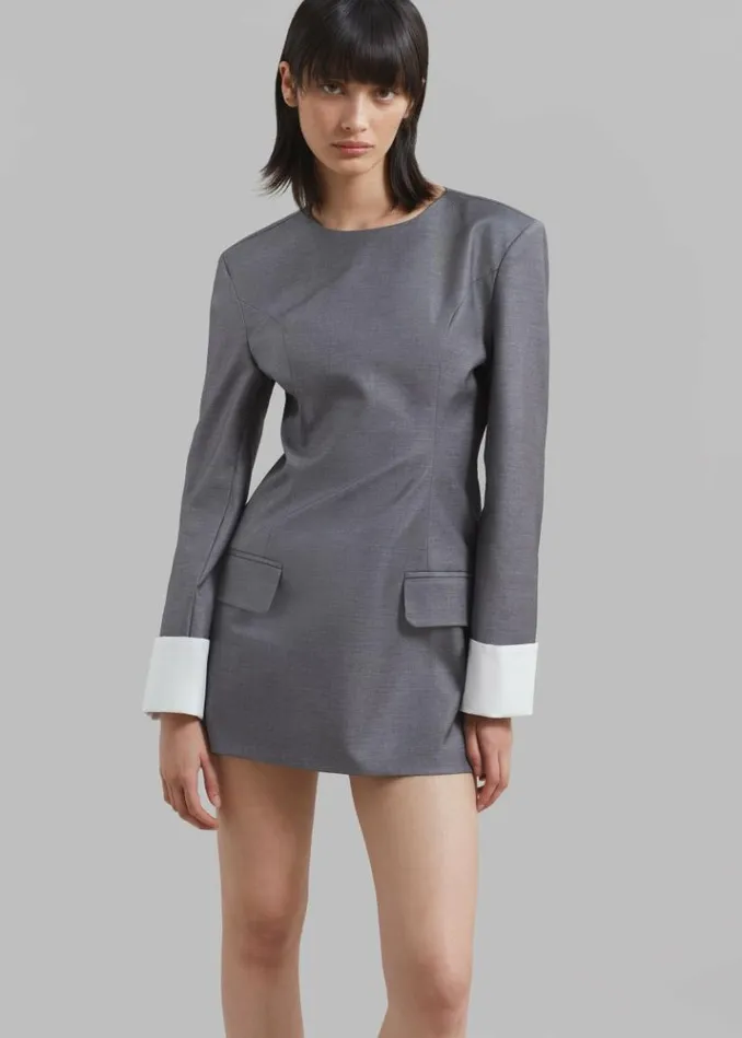 Women The Frankie Shop Eliza Padded Suit Dress 8211 Grey Grey
