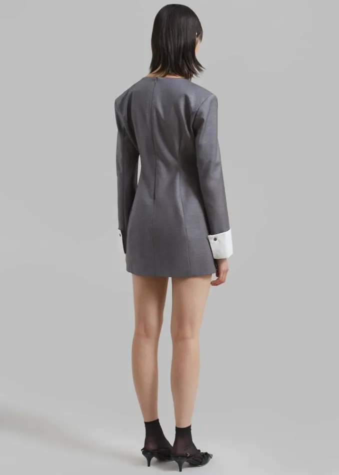 Women The Frankie Shop Eliza Padded Suit Dress 8211 Grey Grey