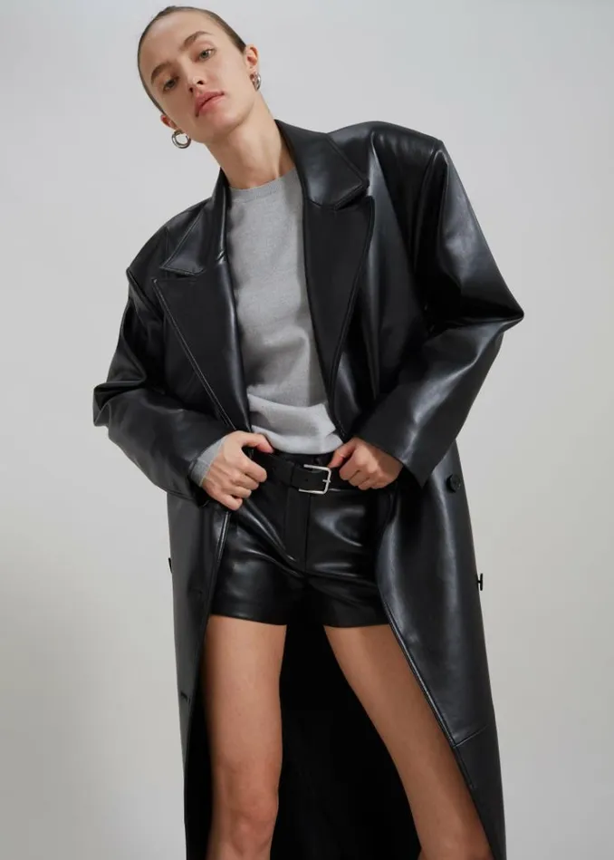 Women The Frankie Shop Kate Faux Leather Shorts 8211 Black Black