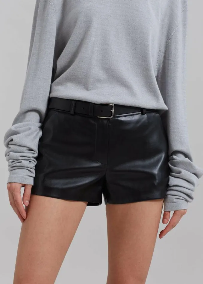 Women The Frankie Shop Kate Faux Leather Shorts 8211 Black Black