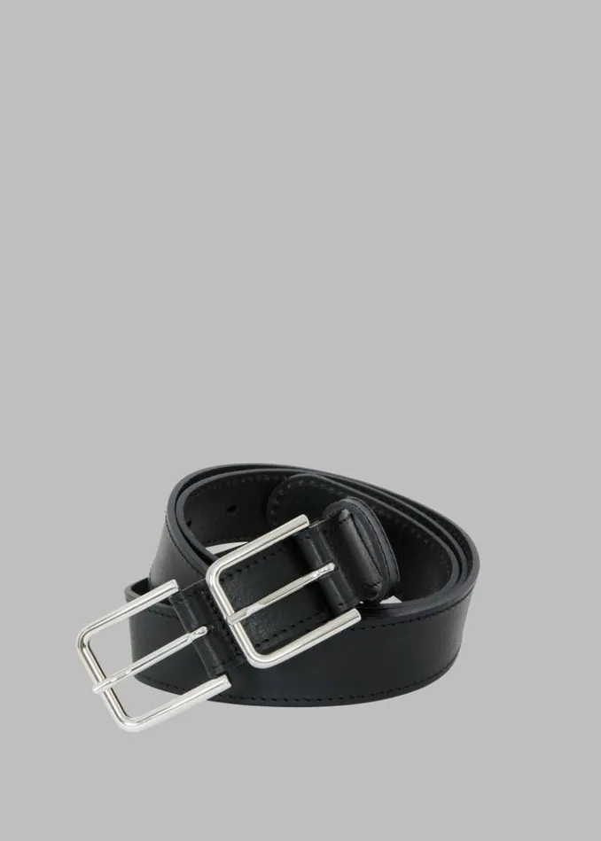Women The Frankie Shop Willow Double Buckle Leather Belt 8211 Black Black