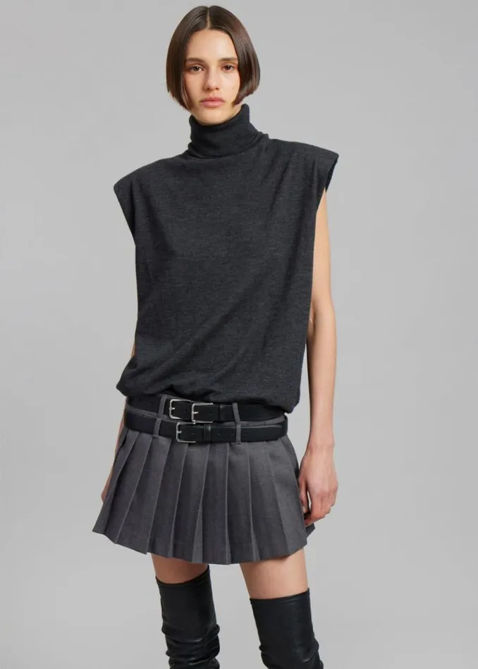 Women The Frankie Shop Willow Double Buckle Leather Belt 8211 Black Black