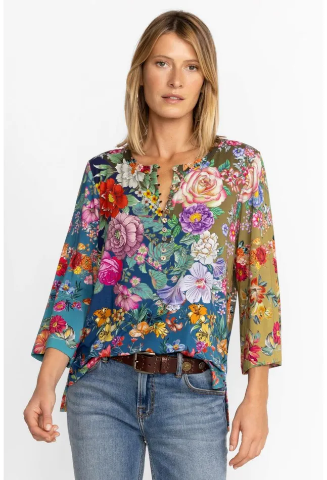 Women The Janie Favorite Button Front Henley Neutra Johnny Was Tops