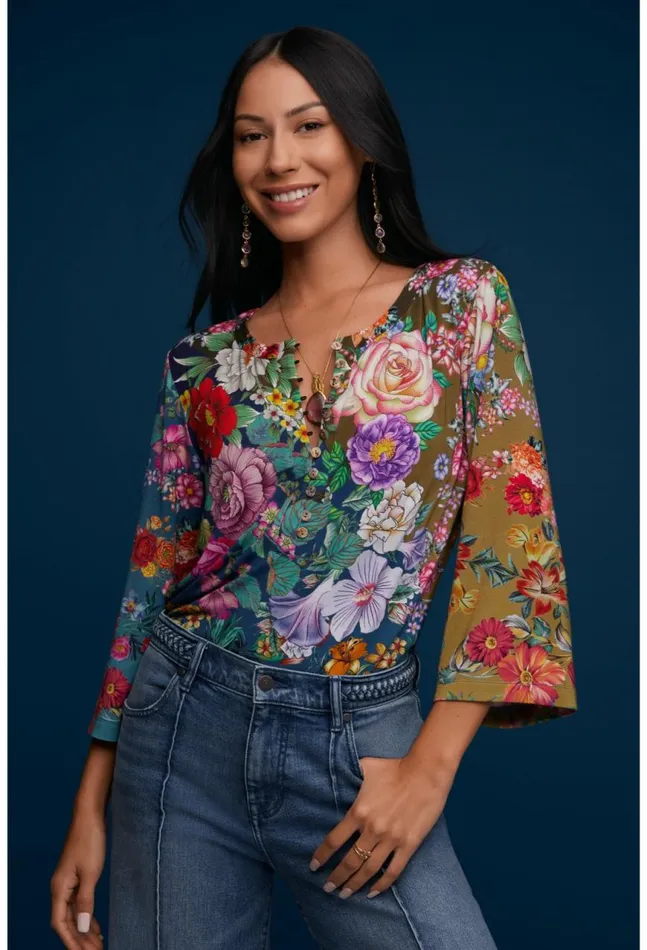 Women The Janie Favorite Button Front Henley Neutra Johnny Was Tops