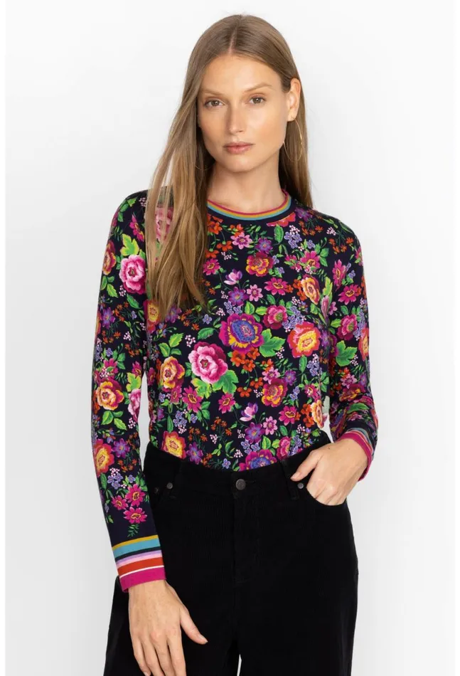 Women The Janie Favorite Long Sleeve Crew Neck Swing Tee Cantero Johnny Was Tops