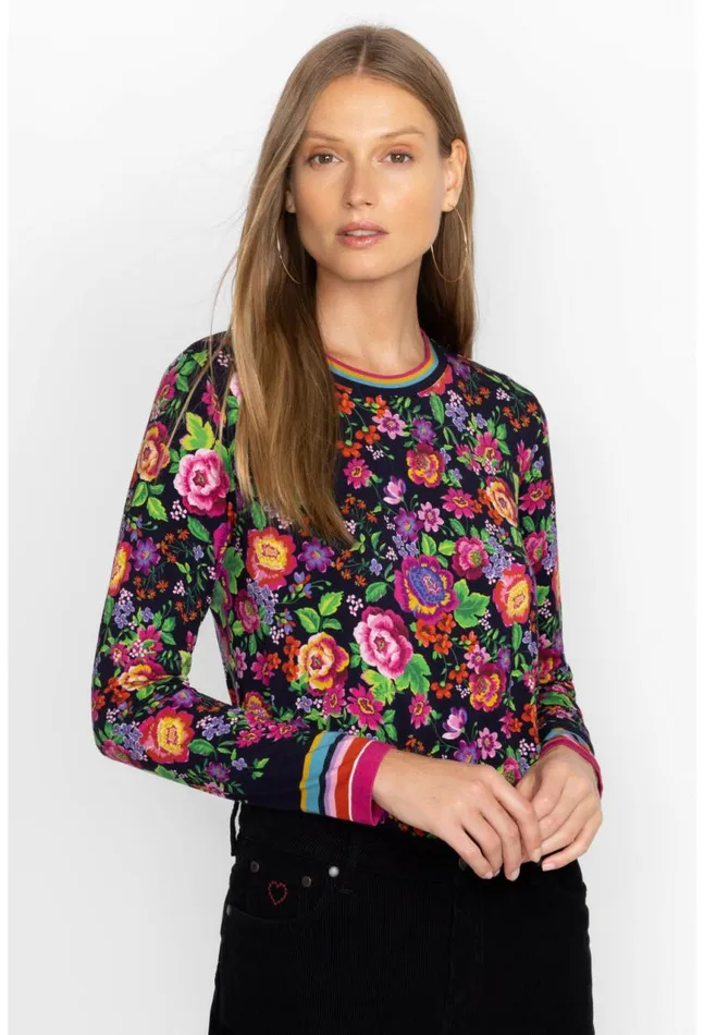 Women The Janie Favorite Long Sleeve Crew Neck Swing Tee Cantero Johnny Was Tops