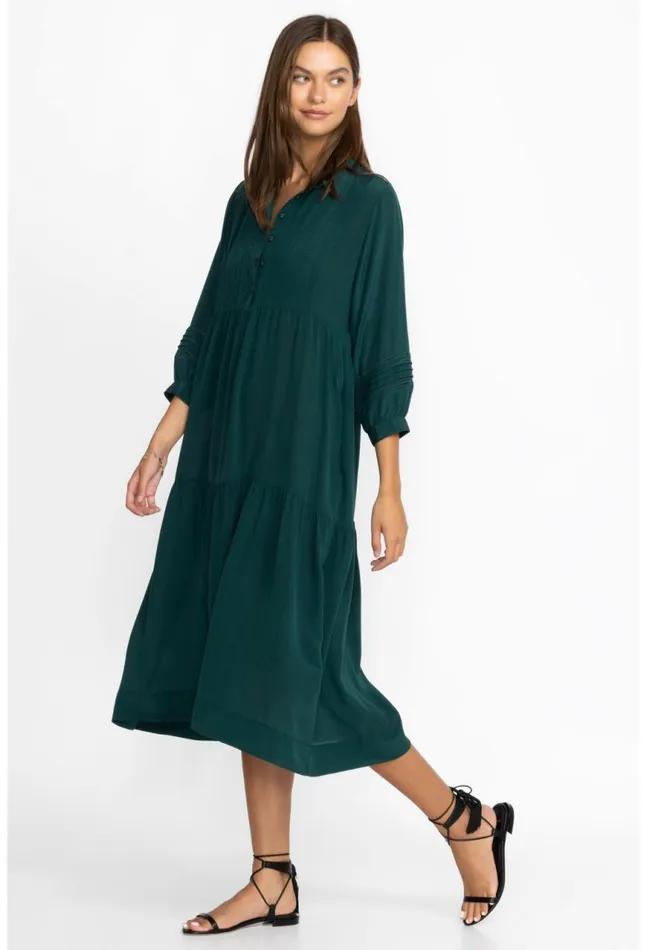 Women Tiered Henley Dress Ponderosa Pine Johnny Was Dresses
