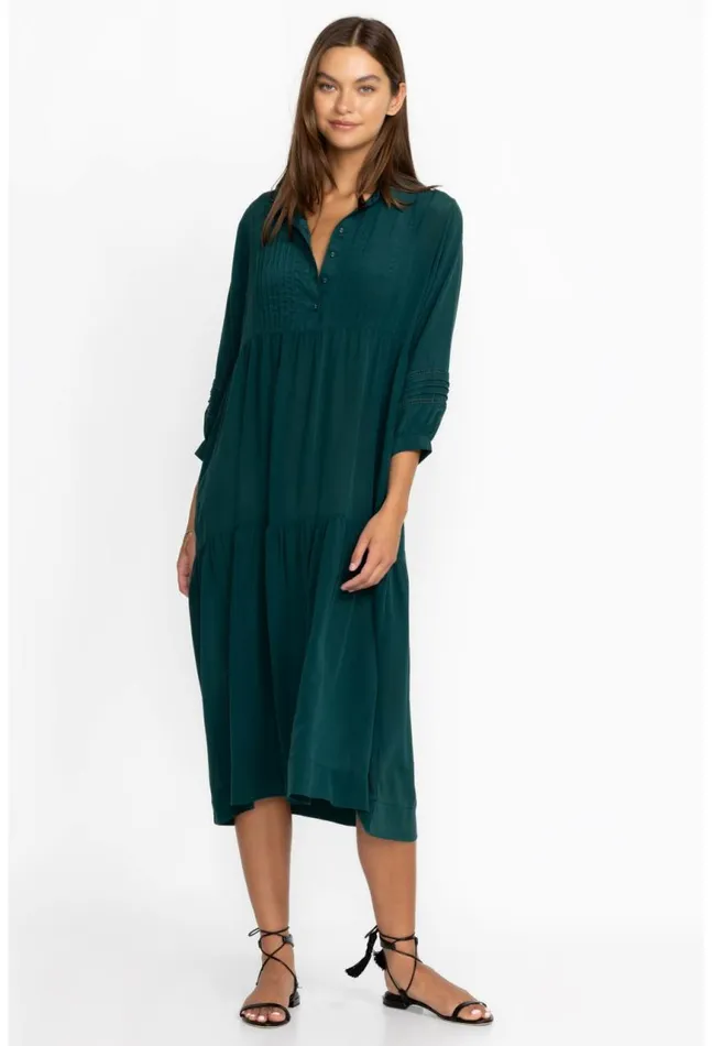 Women Tiered Henley Dress Ponderosa Pine Johnny Was Dresses