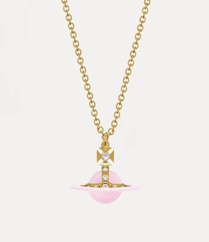 Women Tiny Original Orb Pendant Necklace goldpalepinkenamelmilkypinkczwhitecrystal Vivienne Westwood Necklaces Women Tiny Original Orb Pendant Necklace goldpalepinkenamelmilkypinkczwhitecrystal Vivienne Westwood Necklaces