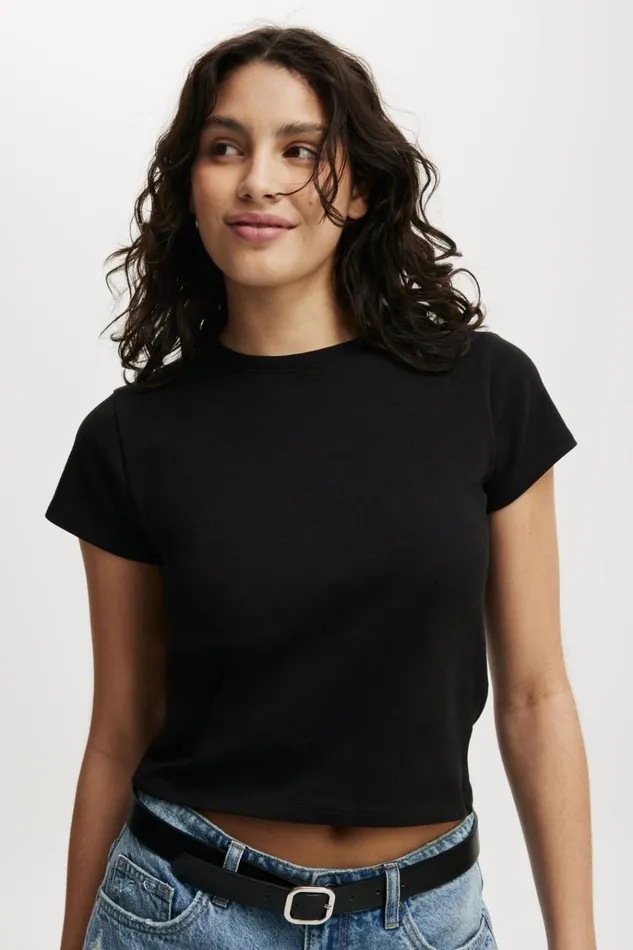 Women Tops Cotton On 90S Baby Tee Black