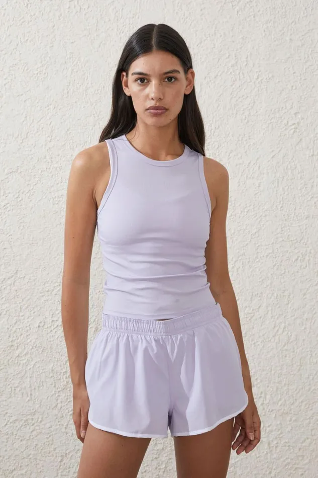 Women Tops Cotton On Active Rib Tank Top Lilac Light