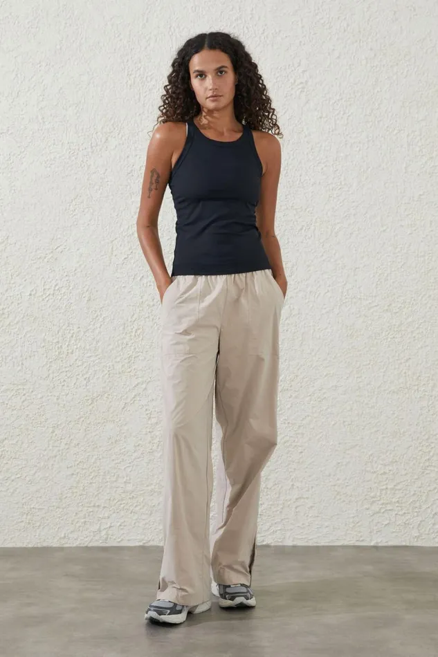 Women Tops Cotton On Active Rib Thin Racer Tank Black