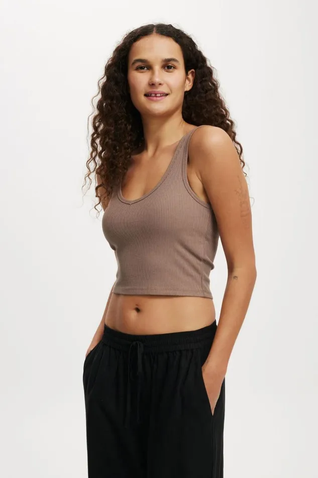 Women Tops Cotton On Bondi Tank Mink Brown