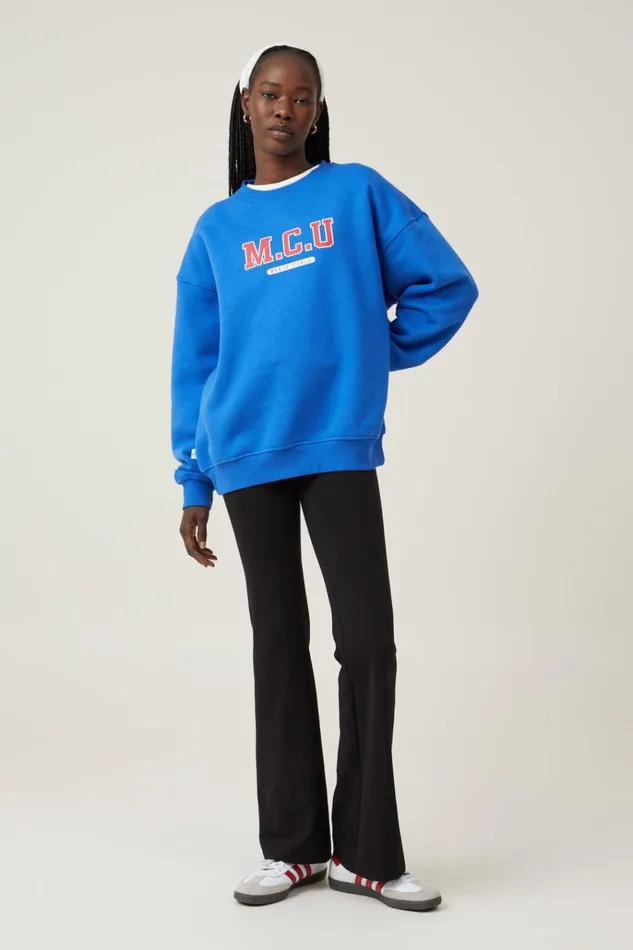Women Tops Cotton On Classic Fleece Graphic Crew Sweatshirt Mcu Pacific Blue Women Tops Cotton On Classic Fleece Graphic Crew Sweatshirt Mcu Pacific Blue