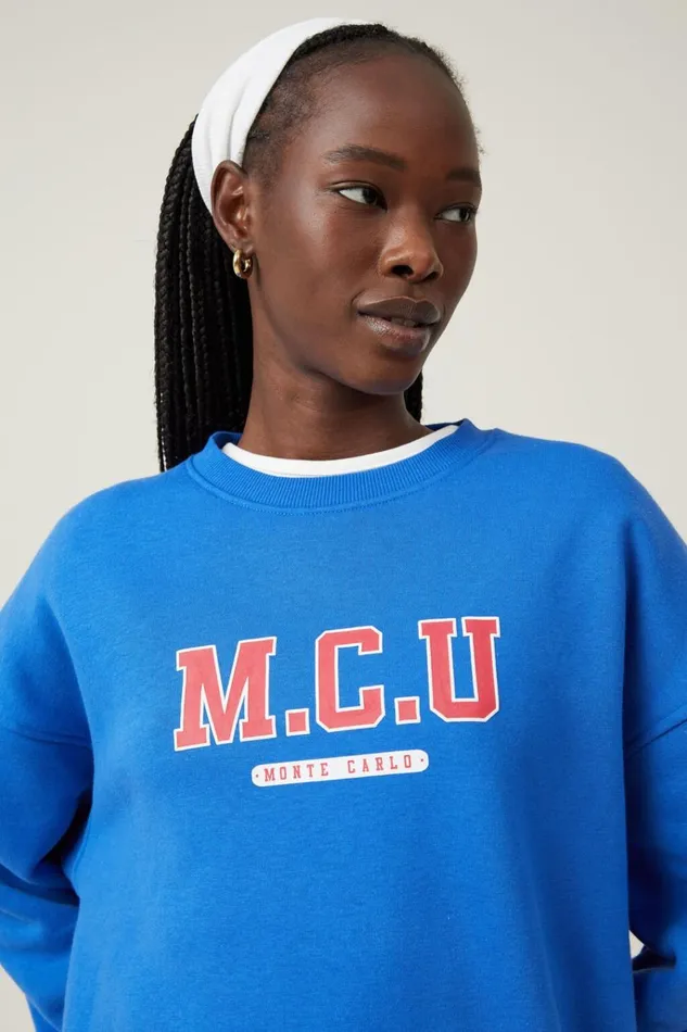 Women Tops Cotton On Classic Fleece Graphic Crew Sweatshirt Mcu Pacific Blue Women Tops Cotton On Classic Fleece Graphic Crew Sweatshirt Mcu Pacific Blue