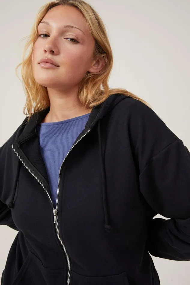Women Tops Cotton On Classic ZipThrough Hoodie Black Women Tops Cotton On Classic ZipThrough Hoodie Black
