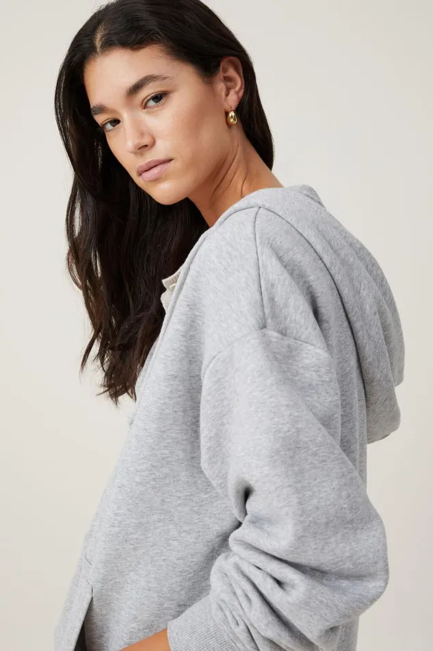 Women Tops Cotton On Classic ZipThrough Hoodie Grey Marle Women Tops Cotton On Classic ZipThrough Hoodie Grey Marle