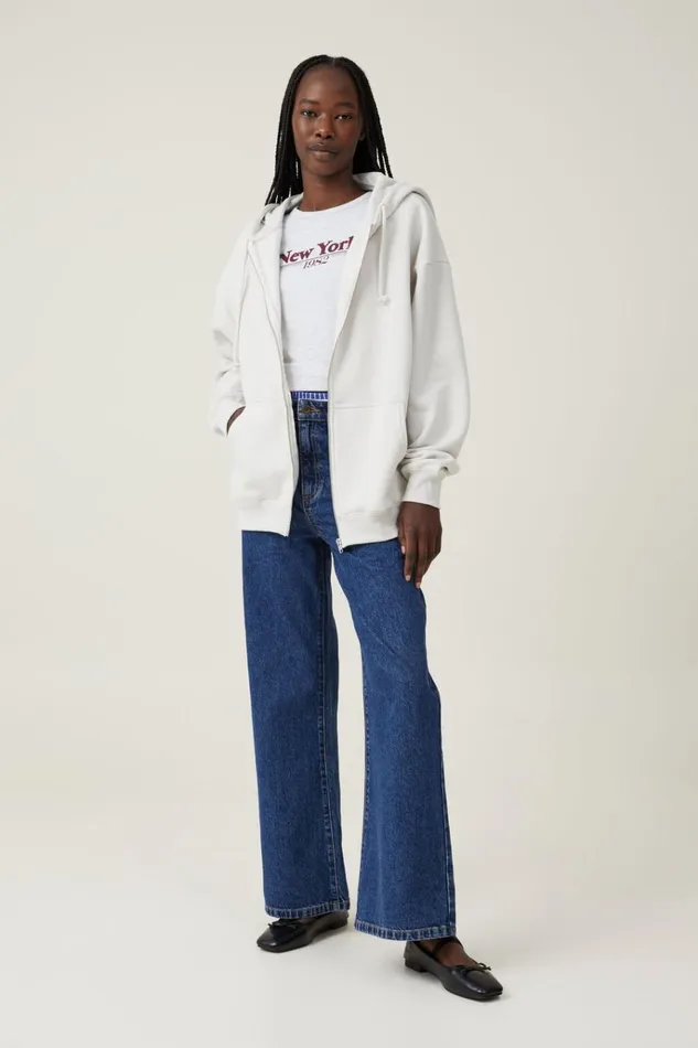 Women Tops Cotton On Classic ZipThrough Hoodie Vintage White Women Tops Cotton On Classic ZipThrough Hoodie Vintage White