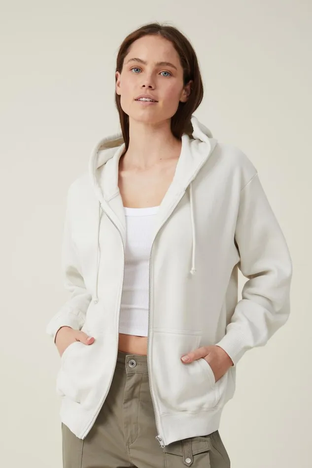 Women Tops Cotton On Classic ZipThrough Hoodie Vintage White Women Tops Cotton On Classic ZipThrough Hoodie Vintage White