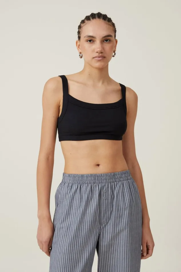 Women Tops Cotton On Cory Micro Crop Tank Black