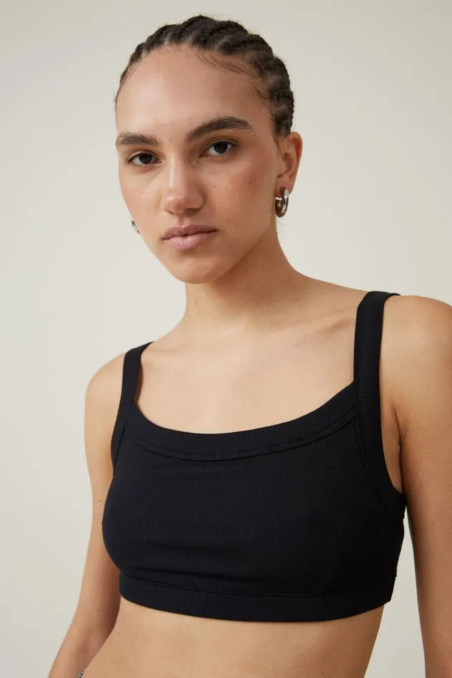 Women Tops Cotton On Cory Micro Crop Tank Black